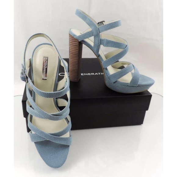BCBGenerationn Morgan Strappy Platform Sandals Heels Blue Size 10 - Picture 9 of 10